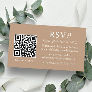 Carte D'accompagnement Mariage simple minimaliste QR RSVP