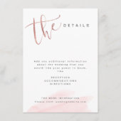 Carte D'accompagnement Mariage simple moderne détails Rose Gold Blush (Devant)