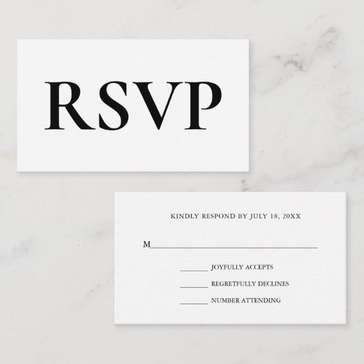 Carte D'accompagnement Mariage simple RSVP (Devant / Derrière)