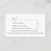Carte D'accompagnement Mariage simple RSVP Sage Green Eucalyptus (Dos)