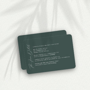 Carte D'accompagnement Mariage simple vert foncé Détails