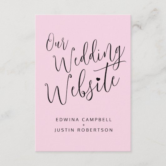 Carte D'accompagnement Mariage site web coeur rose noir code QR (Devant)