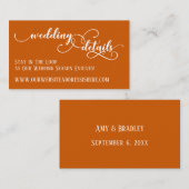 Carte D'accompagnement Mariage Site Web Détails Script Burnt Orange (Devant / Derrière)