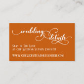 Carte D'accompagnement Mariage Site Web Détails Script Burnt Orange (Devant)