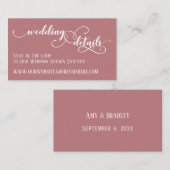 Carte D'accompagnement Mariage Site Web Détails Script Dark Dusty Rose (Devant / Derrière)