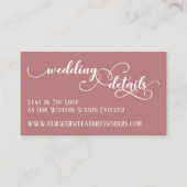 Carte D'accompagnement Mariage Site Web Détails Script Dark Dusty Rose (Devant)