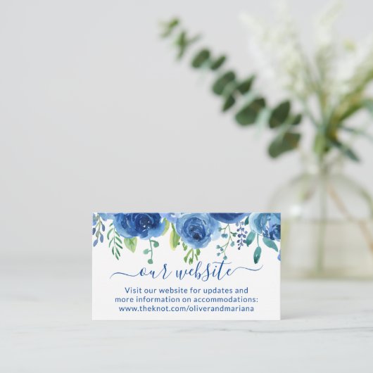 Carte D'accompagnement Mariage site Web Fleur Bleu Marine (Debout devant)