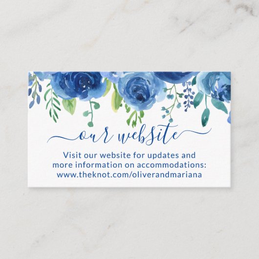 Carte D'accompagnement Mariage site Web Fleur Bleu Marine (Devant)