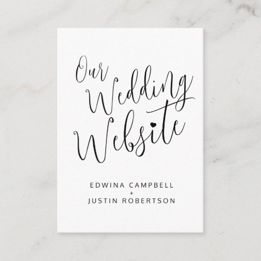 Carte D'accompagnement Mariage site web noir blanc mono coeur code QR (Devant)