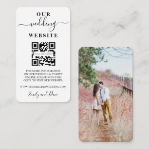 Carte D'accompagnement Mariage Site Web script vertical photo QR CODE