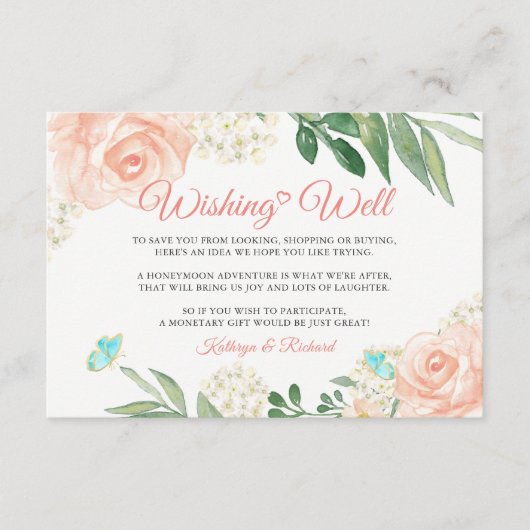 Carte D'accompagnement Mariage Souhaite Bien Brush Peach Chic Floral (Devant)
