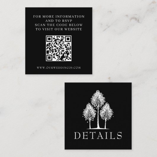 Carte D'accompagnement Mariage sous l'Arbre Noir Aspen QR (Devant / Derrière)