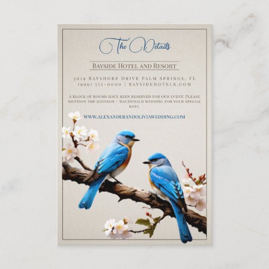 Carte D'accompagnement Mariage Spring Bluebirds (Devant)