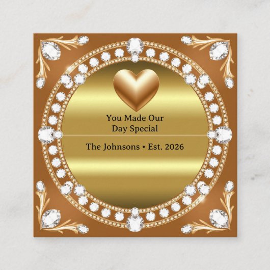 Carte D'accompagnement 💍 Mariage Style Monogramme Cœur Doré 🌹 (Devant)