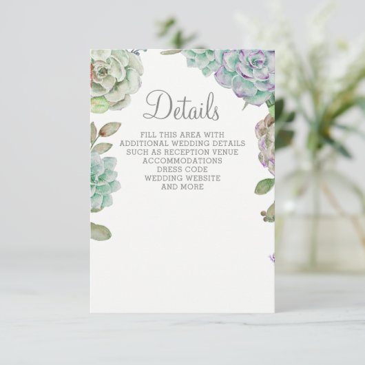 Carte D'accompagnement Mariage Succulent Cactus du désert (Debout devant)