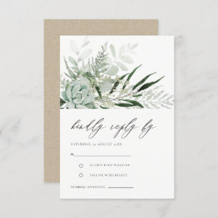 Carte D'accompagnement Mariage Succulent de la fougère verte Dusky RSVP