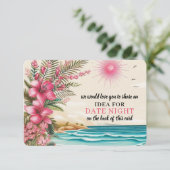 Carte D'accompagnement Mariage sur la plage rose (Debout devant)