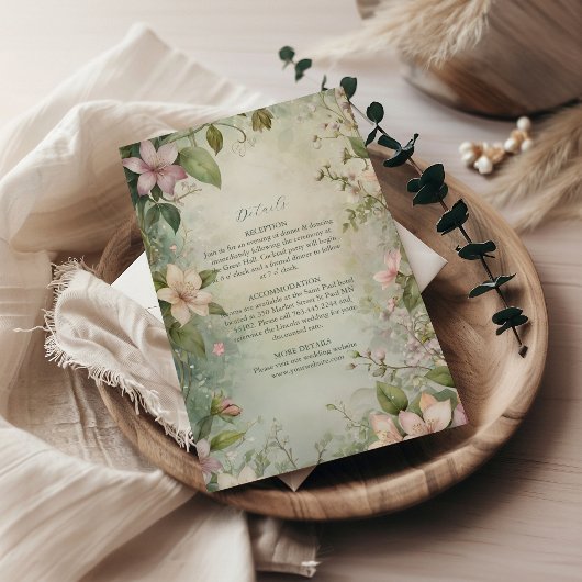 Carte D'accompagnement Mariage symphonique florale inspiré Art nouveau