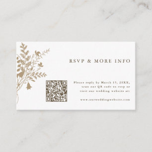 Carte D'accompagnement Mariage Tan & Blanc Fleur sauvage RSVP