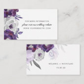 Carte D'accompagnement Mariage tendance violet argent fleuri info site we (Devant / Derrière)