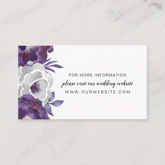 Carte D'accompagnement Mariage tendance violet argent fleuri info site we (Devant)