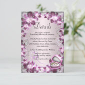 Carte D'accompagnement Mariage tendance violet chic Floral Détails (Debout devant)