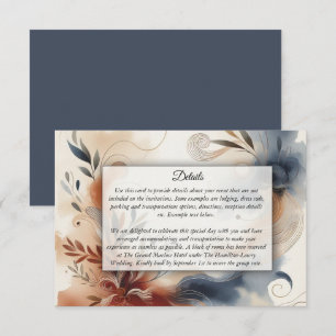 Carte D'accompagnement Mariage Terracotta Twilight et Fleurs de Nuit
