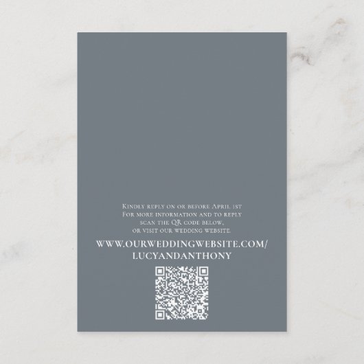 Carte D'accompagnement Mariage Timeline Blue Détails QR Code Site Web (Dos)