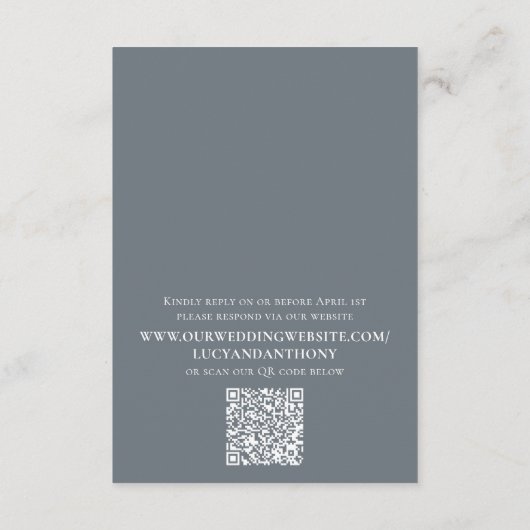 Carte D'accompagnement Mariage Timeline Blue Détails QR Code Site Web (Dos)