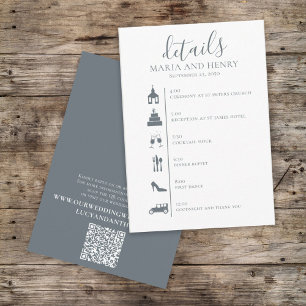 Carte D'accompagnement Mariage Timeline Blue Détails QR Code Site Web