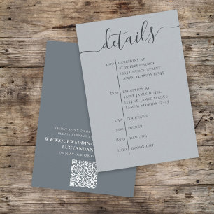 Carte D'accompagnement Mariage Timeline Blue Détails QR Code Site Web