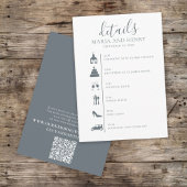 Carte D'accompagnement Mariage Timeline Blue Détails QR Code Site Web