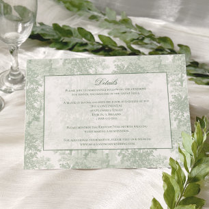 Carte D'accompagnement Mariage Toile de Paysage Vert Sauge Classique