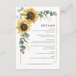 Carte D'accompagnement Mariage Tournesol Eucalyptus Économique
