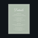 Carte D'accompagnement Mariage traditionnel élégant traditionnel<br><div class="desc">Carte d'enceinte mariage verte à la sauge de style traditionnel avec un design simple avec "Détails" dans une calligraphie élégante à l'intérieur d'une mince bordure. Le modèle vous permet de partager des informations importantes sur votre journée spéciale. Ce design classique est parfait pour un mariage formel.</div>