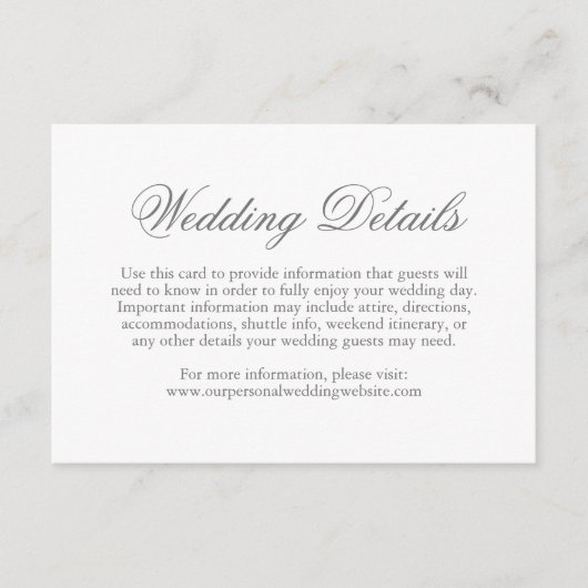 Carte D'accompagnement Mariage traditionnel gris formel élégant (Devant)