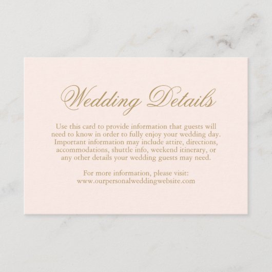 Carte D'accompagnement Mariage traditionnel rose vif Formal élégant (Devant)