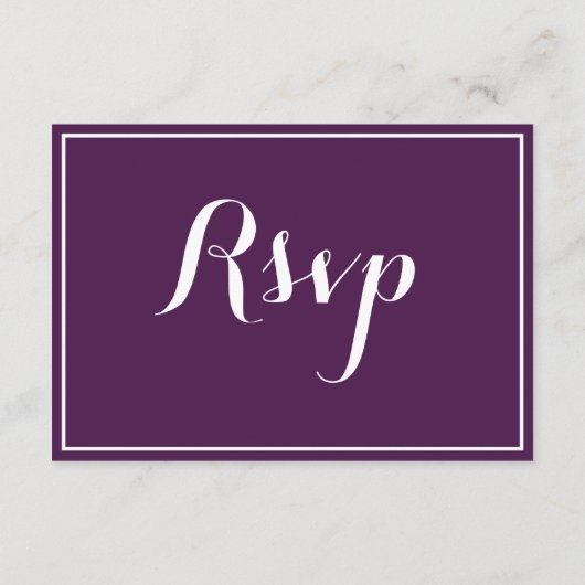 Carte D'accompagnement Mariage traditionnel simple moderne violet RSVP (Dos)