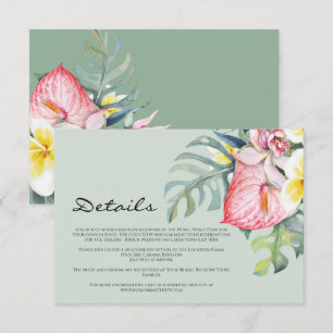 Carte D'accompagnement Mariage tropical floral moderne à Hawaï