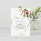 Carte D'accompagnement Mariage Tropical Hibiscus (Debout devant)