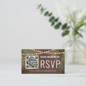 Carte D'accompagnement Mariage Tropical Palm Bois Rustique Code QR RSVP (Debout devant)