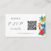 Carte D'accompagnement Mariage tropical QR RSVP (Devant)