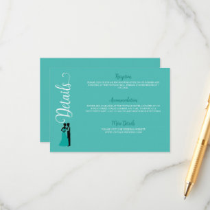 Carte D'accompagnement Mariage turquoise blanc élégant
