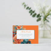 Carte D'accompagnement Mariage turquoise et orange (Debout devant)