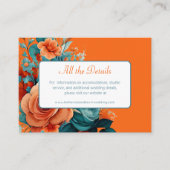 Carte D'accompagnement Mariage turquoise et orange (Devant)