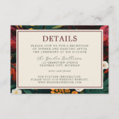 Carte D'accompagnement Mariage Turquoise floral peint bleu foncé bordeaux (Devant)