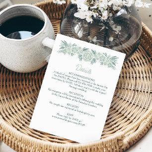 Carte D'accompagnement Mariage vert émeraude de la Monnaie de Sage Floral