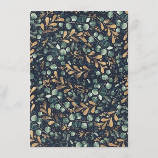 Carte D'accompagnement Mariage vert et bleu or Information Invité (Dos)