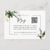 Carte D'accompagnement Mariage vert Feuille tropical RSVP avec code QR (Devant)