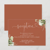 Carte D'accompagnement Mariage Vert Terracotta Coeur Script Réception (Devant / Derrière)